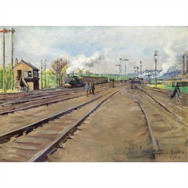 The Sidings Oil Painting by Stanhope Alexander Forbes
