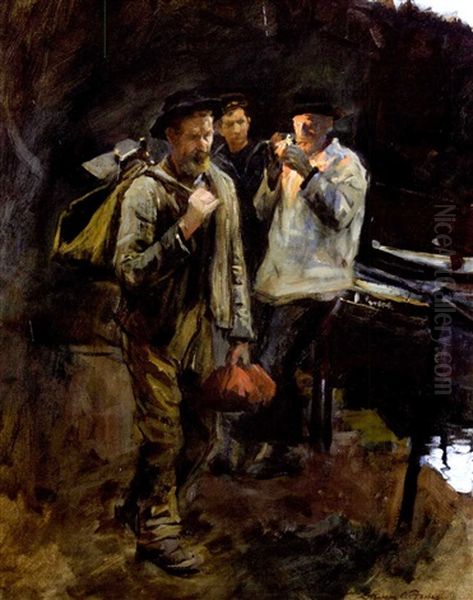 Home Along (study) Oil Painting by Stanhope Alexander Forbes