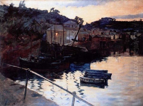 Newlyn Harbour, Evening Oil Painting by Stanhope Alexander Forbes