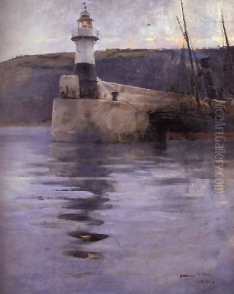Study For A Lighthouse Oil Painting by Stanhope Alexander Forbes