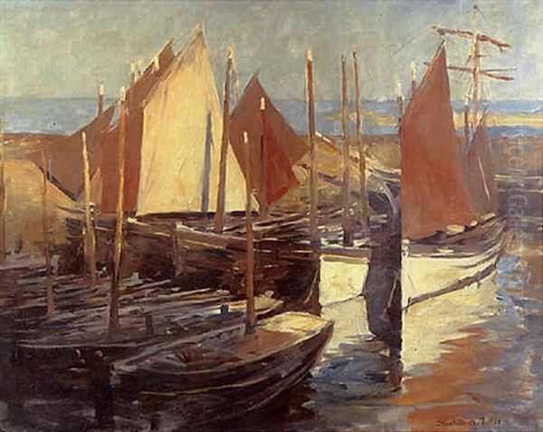 Safe Anchorage, Mousehole Harbour Oil Painting by Stanhope Alexander Forbes