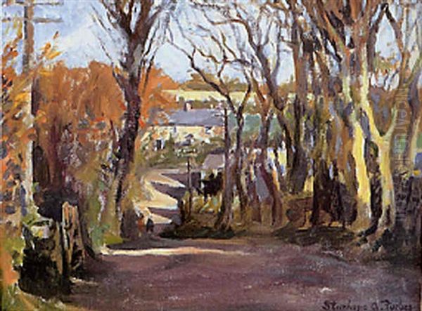 Figures In A Country Lane Oil Painting by Stanhope Alexander Forbes
