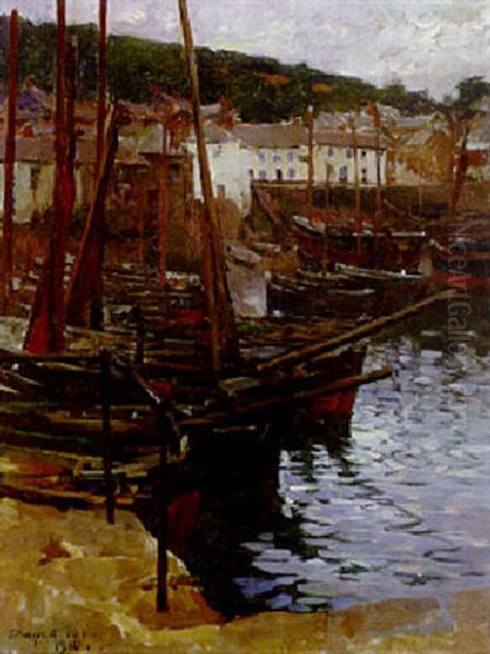 Newlyn Harbour, Cornwall Oil Painting by Stanhope Alexander Forbes