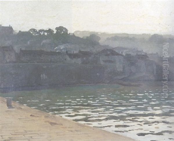 Newlyn Harbour, Looking From The South Pier Oil Painting by Stanhope Alexander Forbes