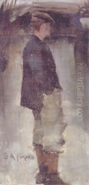 Figure On A Deck Oil Painting by Stanhope Alexander Forbes