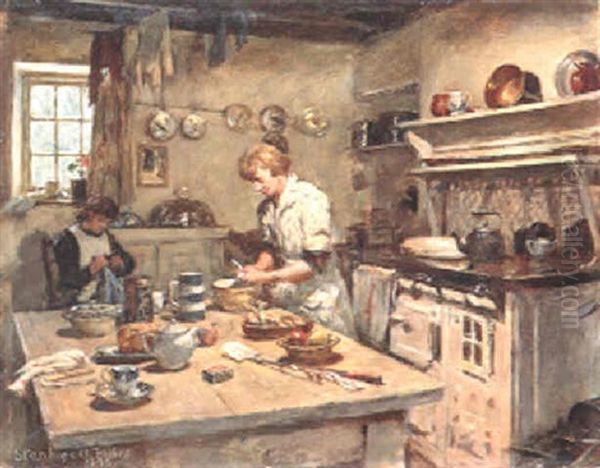 In The Kitchen Oil Painting by Stanhope Alexander Forbes