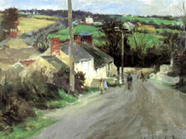 A Lane In The Hamlet Of Roseworthy, Cornwall Oil Painting by Stanhope Alexander Forbes