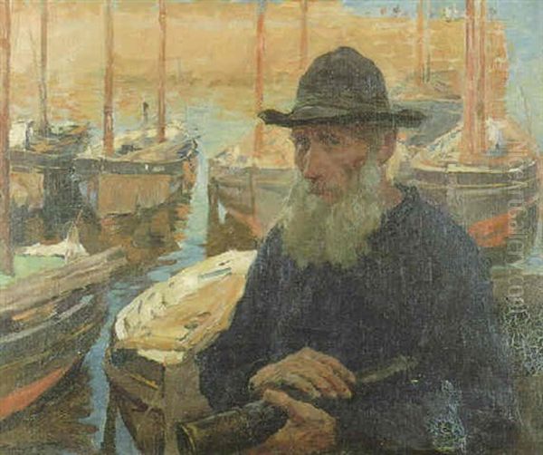 By The Quayside, Newlyn Harbor Oil Painting by Stanhope Alexander Forbes