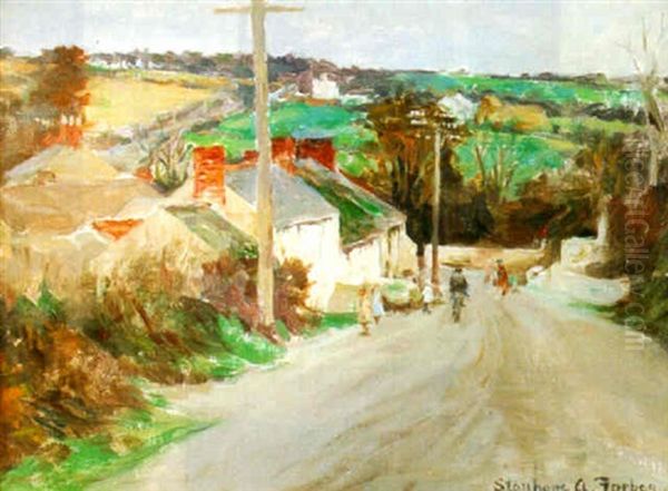 A Cornish Village Oil Painting by Stanhope Alexander Forbes