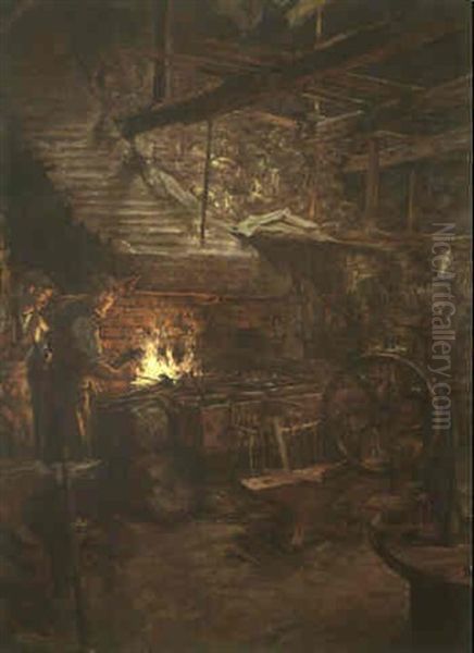 The Smith's Workshop Oil Painting by Stanhope Alexander Forbes