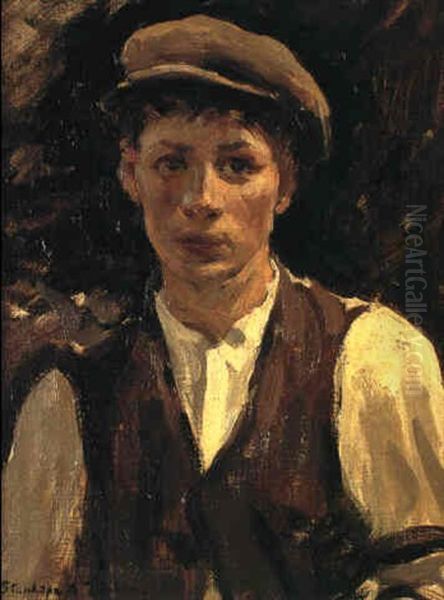 Portrait Of A Boy Oil Painting by Stanhope Alexander Forbes