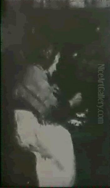 At A Cottage Hearth Oil Painting by Stanhope Alexander Forbes