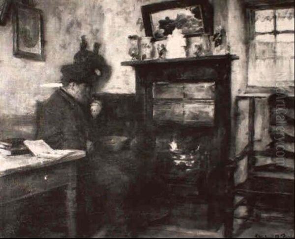 Resting By The Fire Oil Painting by Stanhope Alexander Forbes