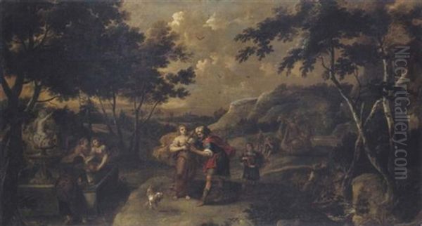 Eliezer Et Rebecca Oil Painting by Gilliam Forchondt the Younger
