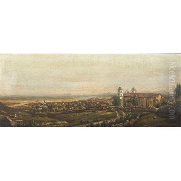 A View Of Early Santa Barbara From Above The Mission Oil Painting by Henry Chapman Ford
