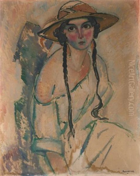 Portrait De Femme Oil Painting by Rodolphe Fornerod