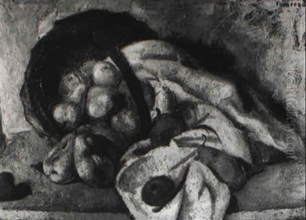 Nature Morte De Fruits Sur Un Entablement Oil Painting by Rodolphe Fornerod