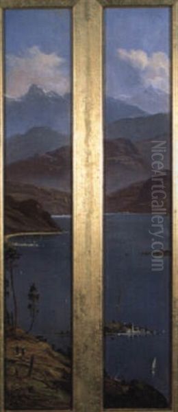 Italian Lakes Panorama Oil Painting by James Haughton Forrest