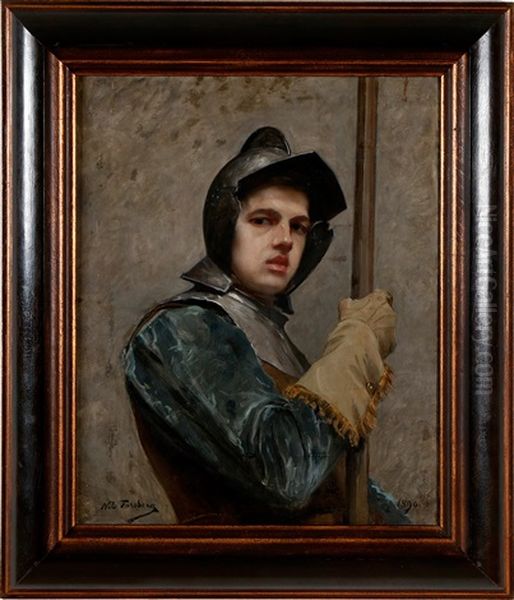 Soldat I Hjalm Och Harnesk Oil Painting by Nils The Elder Forsberg