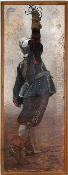Conquistador Med Dragen Varja Oil Painting by Nils The Elder Forsberg