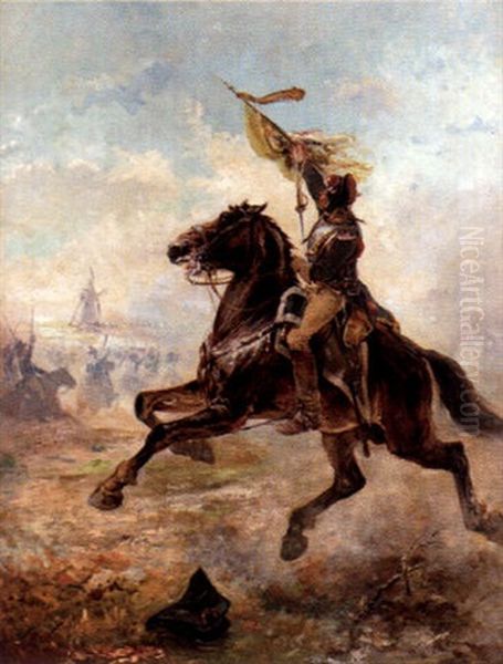 Anfalleande Rytare Oil Painting by Nils The Elder Forsberg