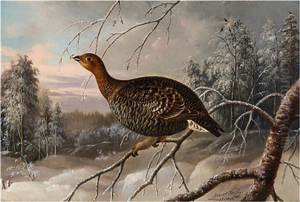 Female Black Grouse (after Ferdinand Von Wright) Oil Painting by Lennart Forsten