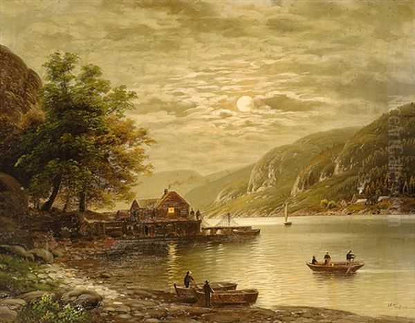 Gebirgssee Im Mondschein Oil Painting by Arnold Forstmann