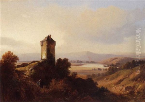 Vieille Tour Dans La Campagne Oil Painting by Jean Antoine Simeon Fort