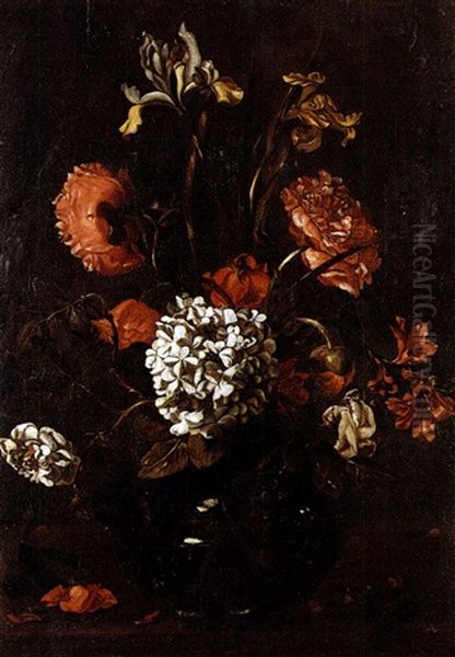 Fiori In Vaso Di Cristallo Oil Painting by Luca Forte