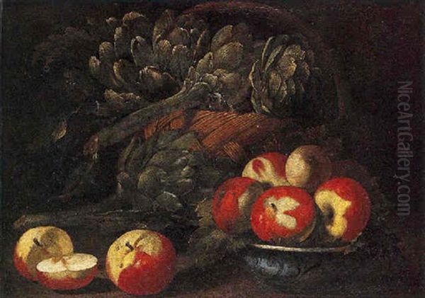 Nature Morte Aux Artichauts Et Aux Pommes Oil Painting by Luca Forte