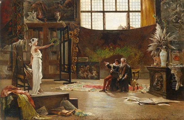 Der Kunstler Bei Der Arbeit Oil Painting by Mariano Jose Maria Bernardo Fortuny y Carbo