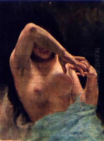 Nu En Buste Les Bras Leves Oil Painting by Mariano Fortuny Y Madrazo