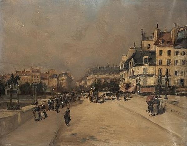 A Street Scene With Numerous Figures (madrid?) Oil Painting by Mariano Fortuny Y Madrazo