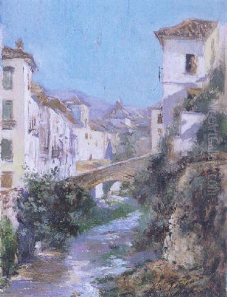 El Darro, Granada Oil Painting by Mariano Fortuny Y Madrazo