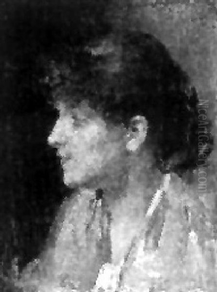 Jeune Femme Au Chemisier Bleu Oil Painting by Mariano Fortuny Y Madrazo