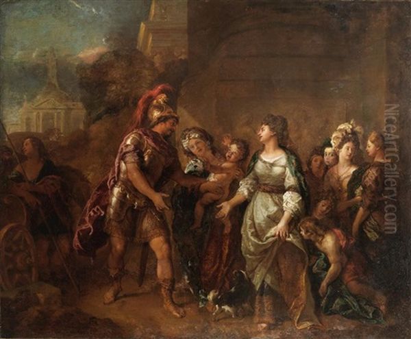 Hector And Andromache Oil Painting by Charles de La Fosse