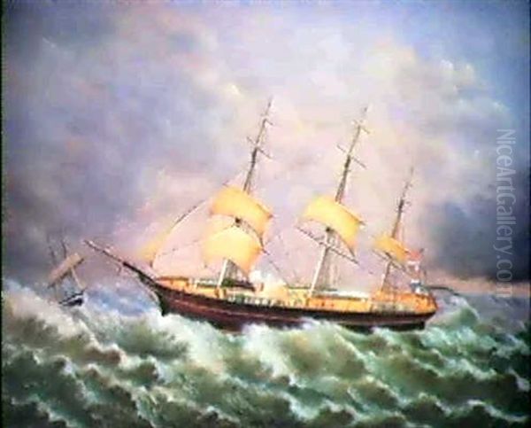 The Express (schooner On Rough Seas) Oil Painting by Robert W. Foster