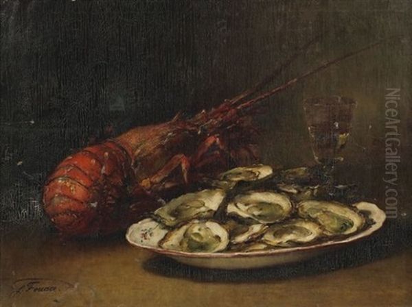 Nature Morte A L'ecrevisse Oil Painting by Guillaume Romain Fouace