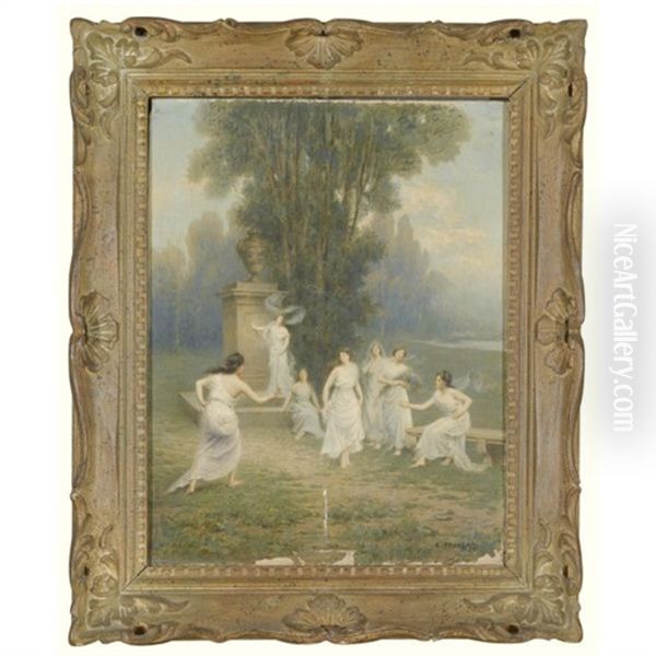Frolicking Nymphs Oil Painting by Emile-Louis Foubert