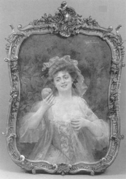 Portrait Of A Beauty Holding An Apple Oil Painting by Achille (Georges) Fould