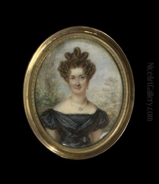 Portrait Miniature Of A Lady Oil Painting by Joseph Fourcade