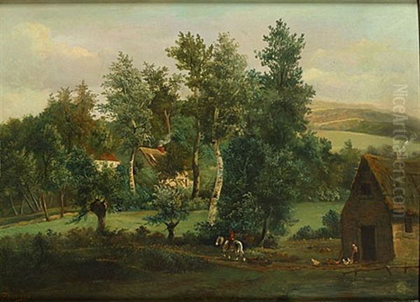 Geanimeerd Heuvellandschap Oil Painting by Theodore Fourmois