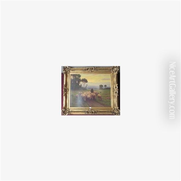 Retour Du Berger Au Crepuscule Oil Painting by Alexis Fournier