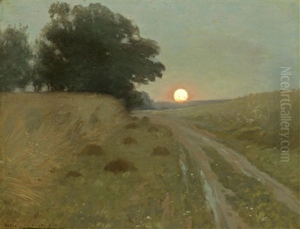 Moonrise Oil Painting by Alexis Fournier