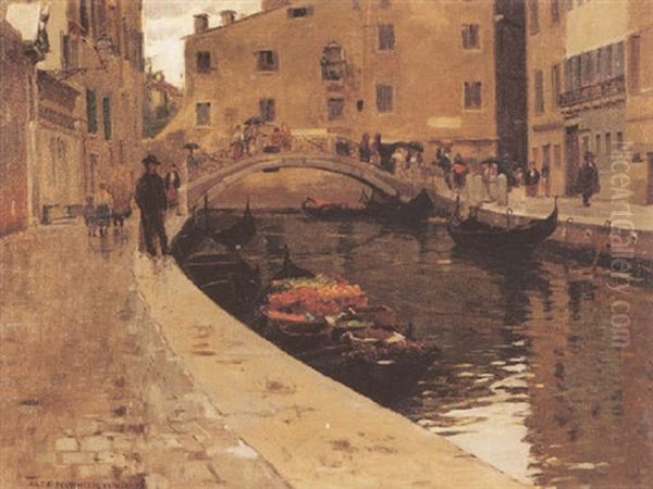 Canal In Venice Oil Painting by Alexis Fournier