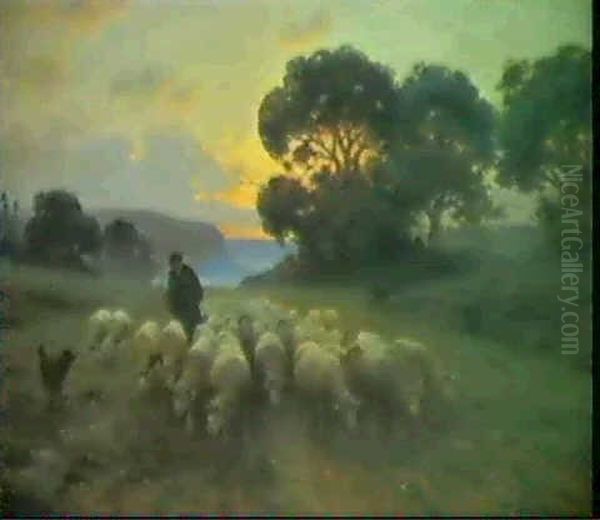 Le Troupeau Oil Painting by Fortune de Fournier