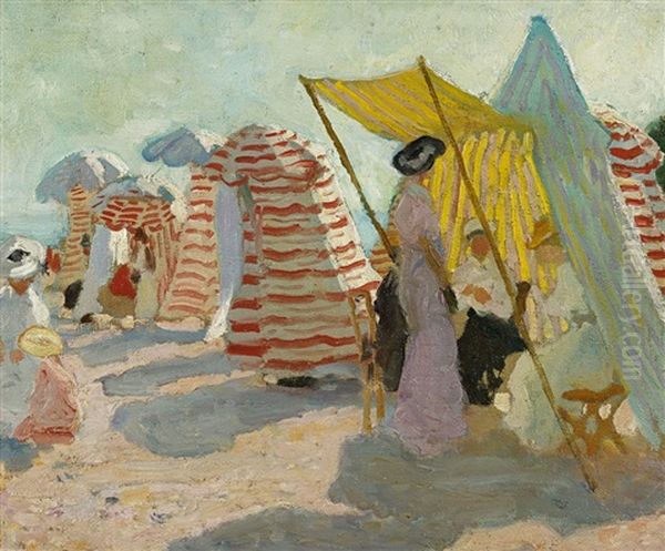 Morning On The Beach Oil Painting by Emanuel Phillips Fox