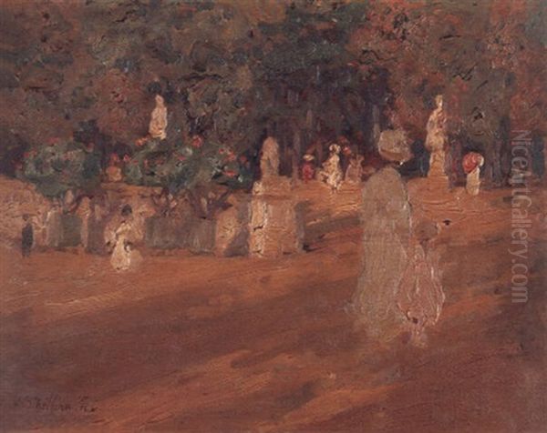 In The Luxembourg Gardens, Paris Oil Painting by Emanuel Phillips Fox