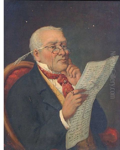 Reading A Brief Oil Painting by George Fox