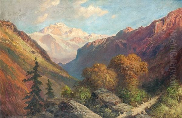 Western Mountain Landscape Oil Painting by Robert Atkinson Fox